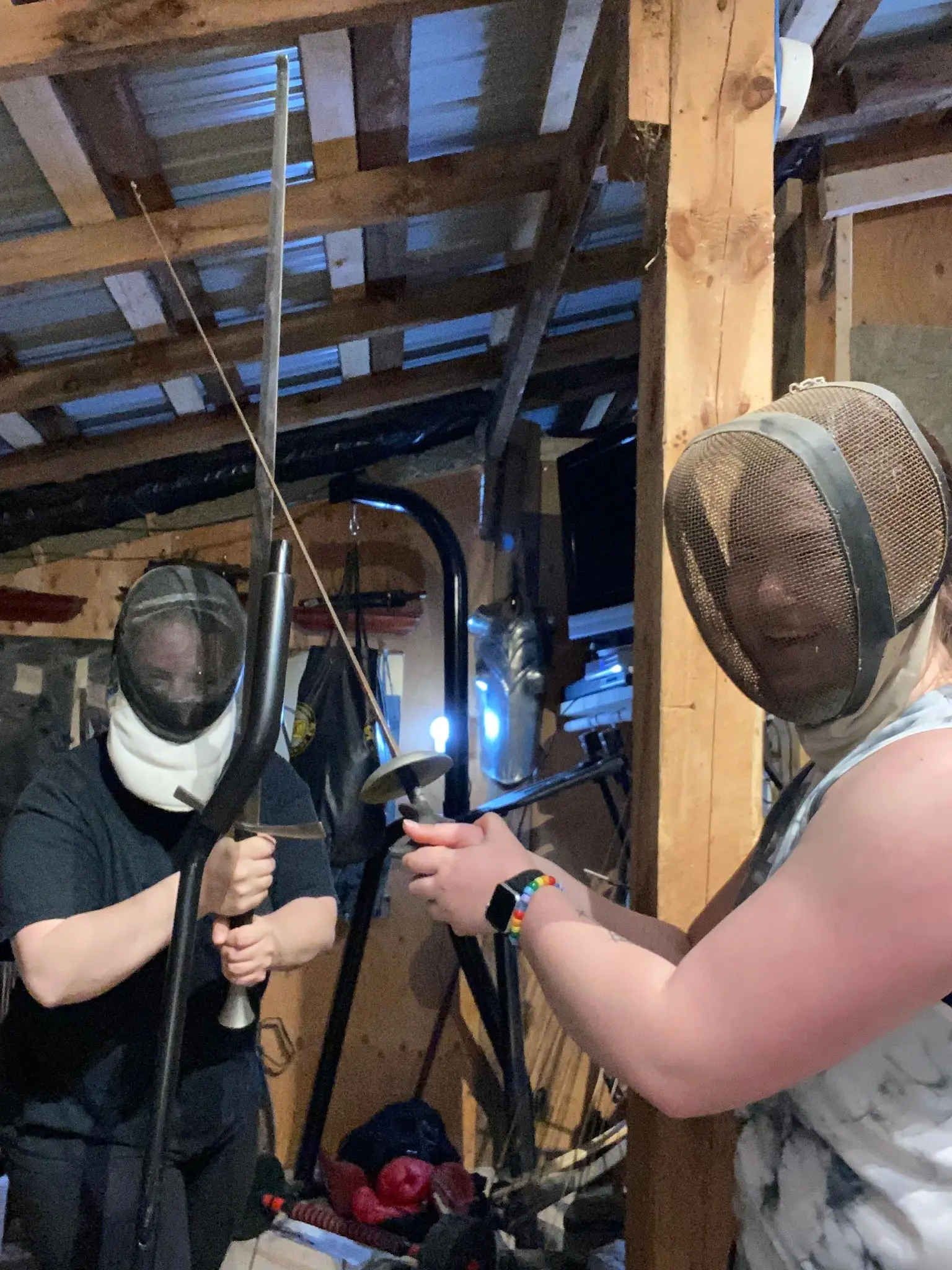 Boarders playing with swords